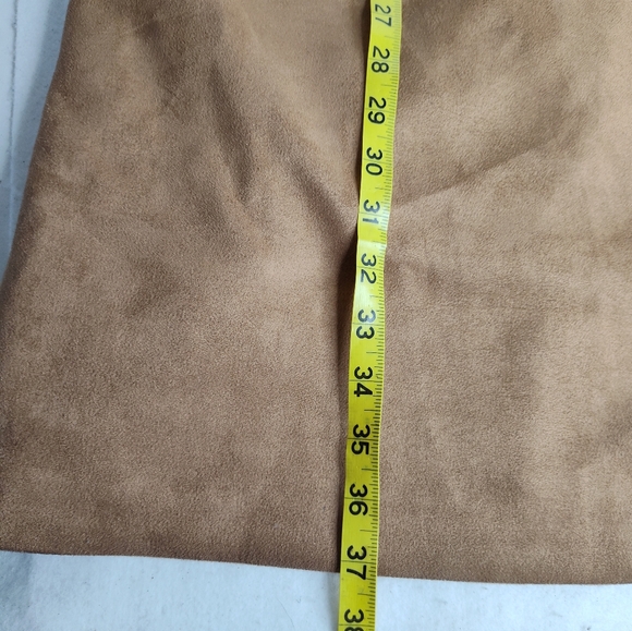 Vince Camuto Brown Women  Suede Shift Dress 14 Jeweled Neckline Sleeveless Zip - Picture 9 of 13